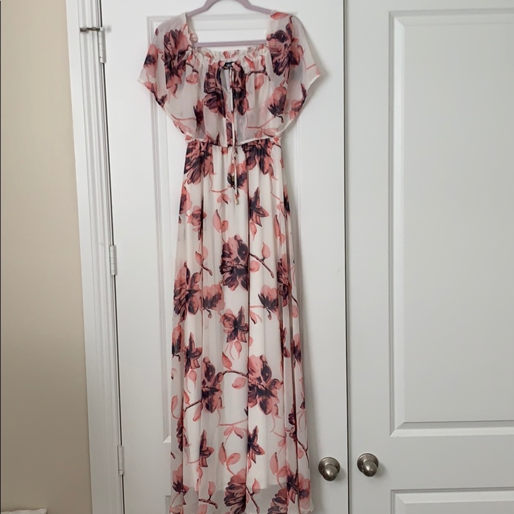 Lulu’s Floral Maxi Dress - off the shoulder dress